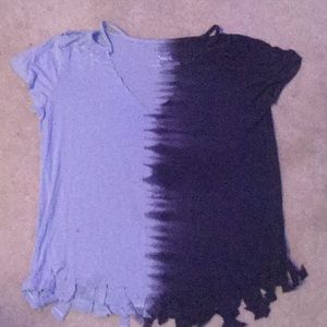 Ruffled cut slit back V-neck